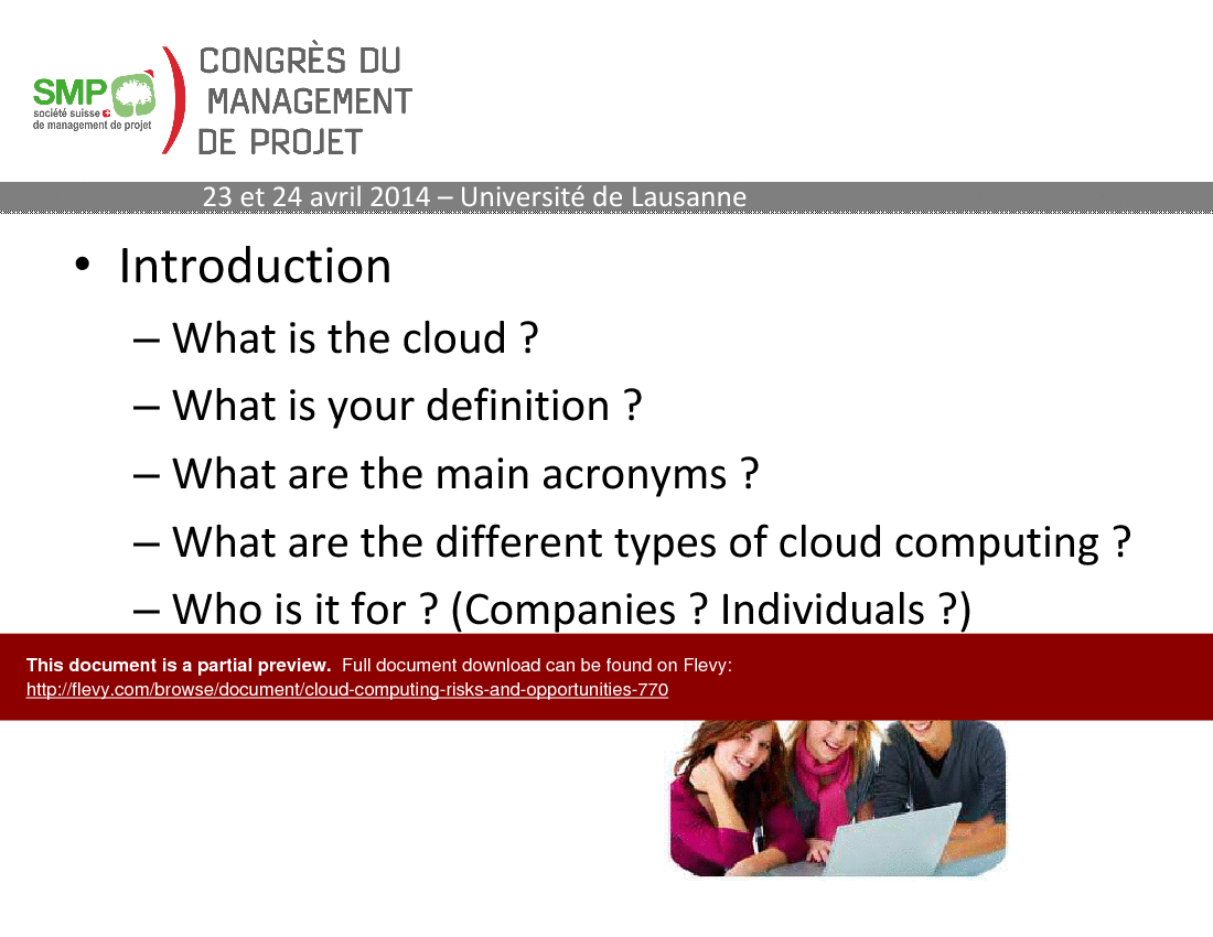 Cloud Computing - Risks and Opportunities (15-slide PPT PowerPoint presentation (PPT)) Preview Image