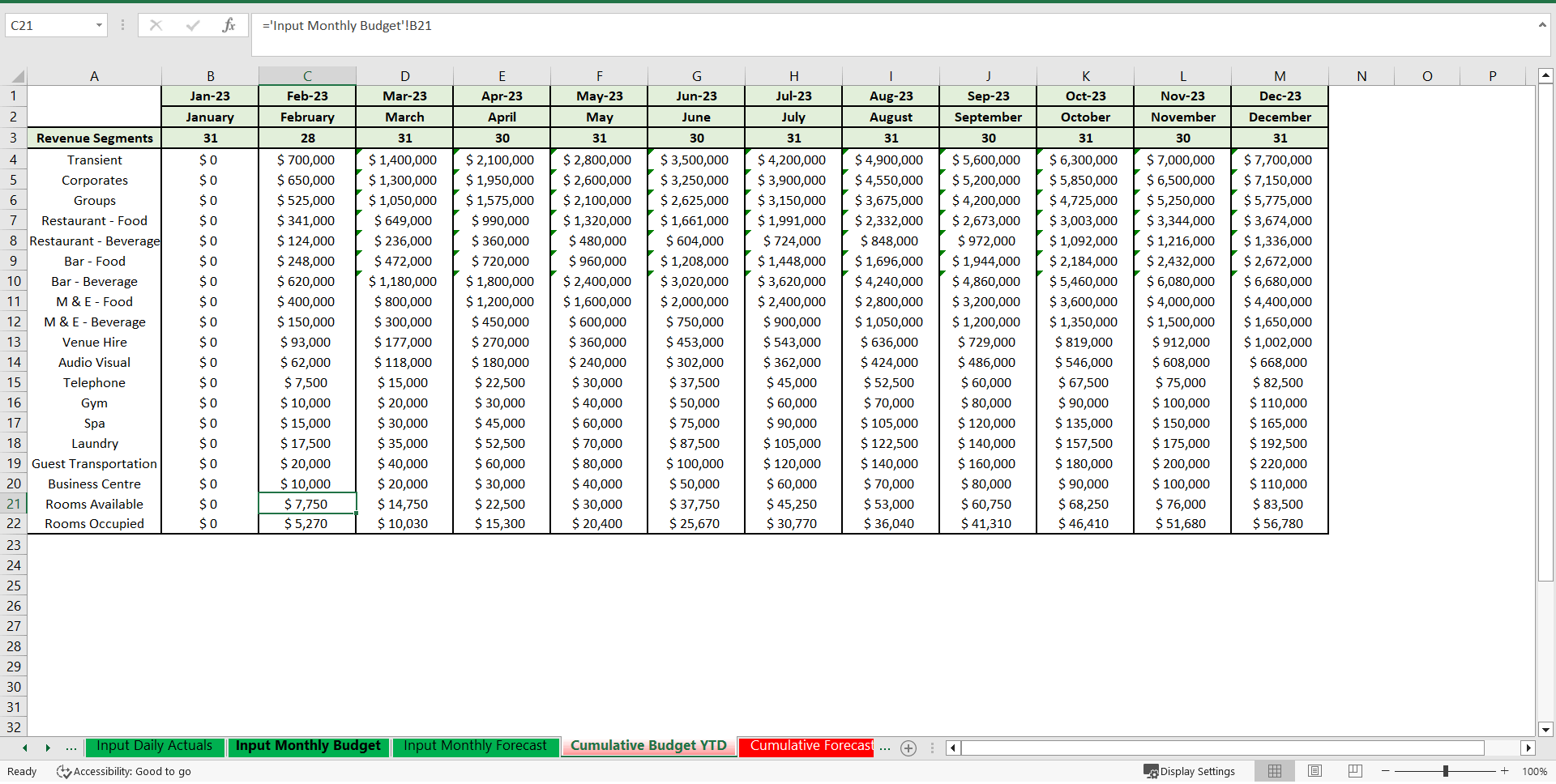 Hotel Daily Revenue Report (Excel template (XLSX)) Preview Image