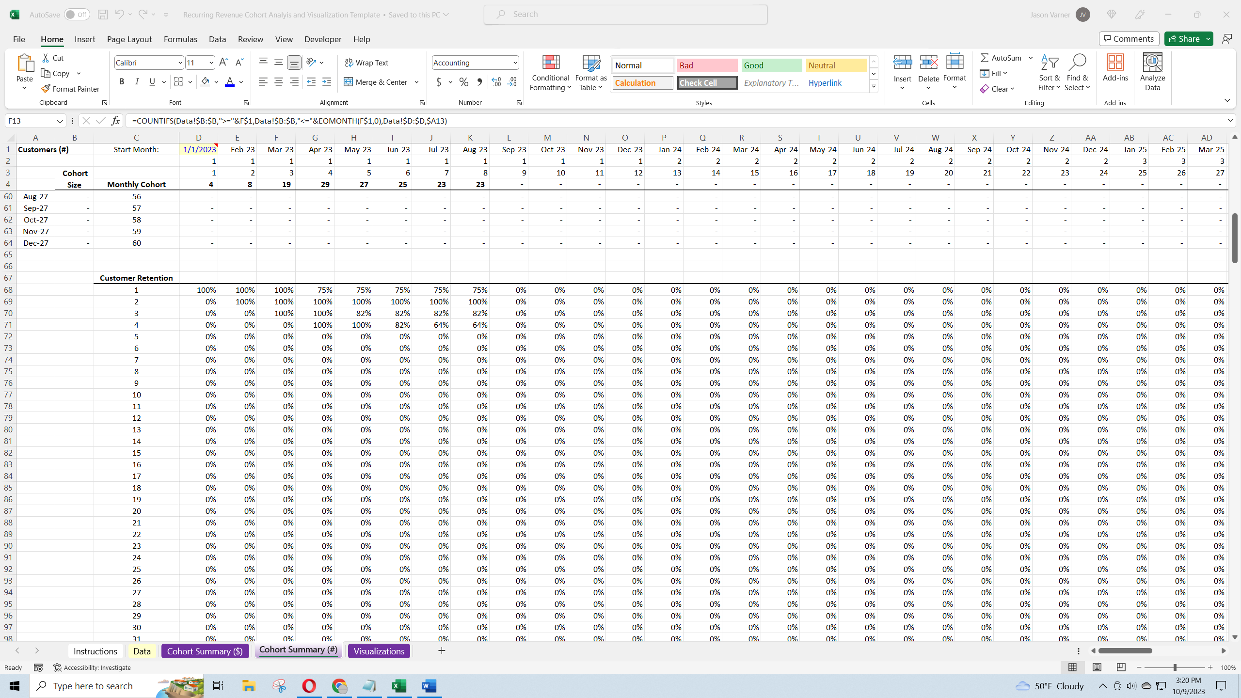SaaS Cohort Framework: Analyze Your Customers (Excel template (XLSX)) Preview Image