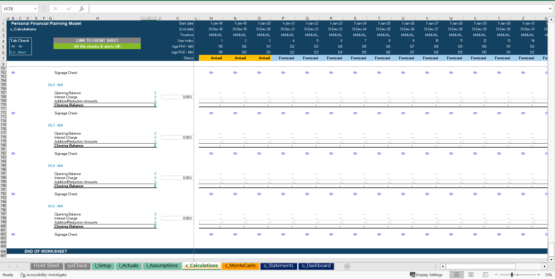 Personal Financial Planning Model with Monte Carlo Simulation (Excel template (XLSX)) Preview Image
