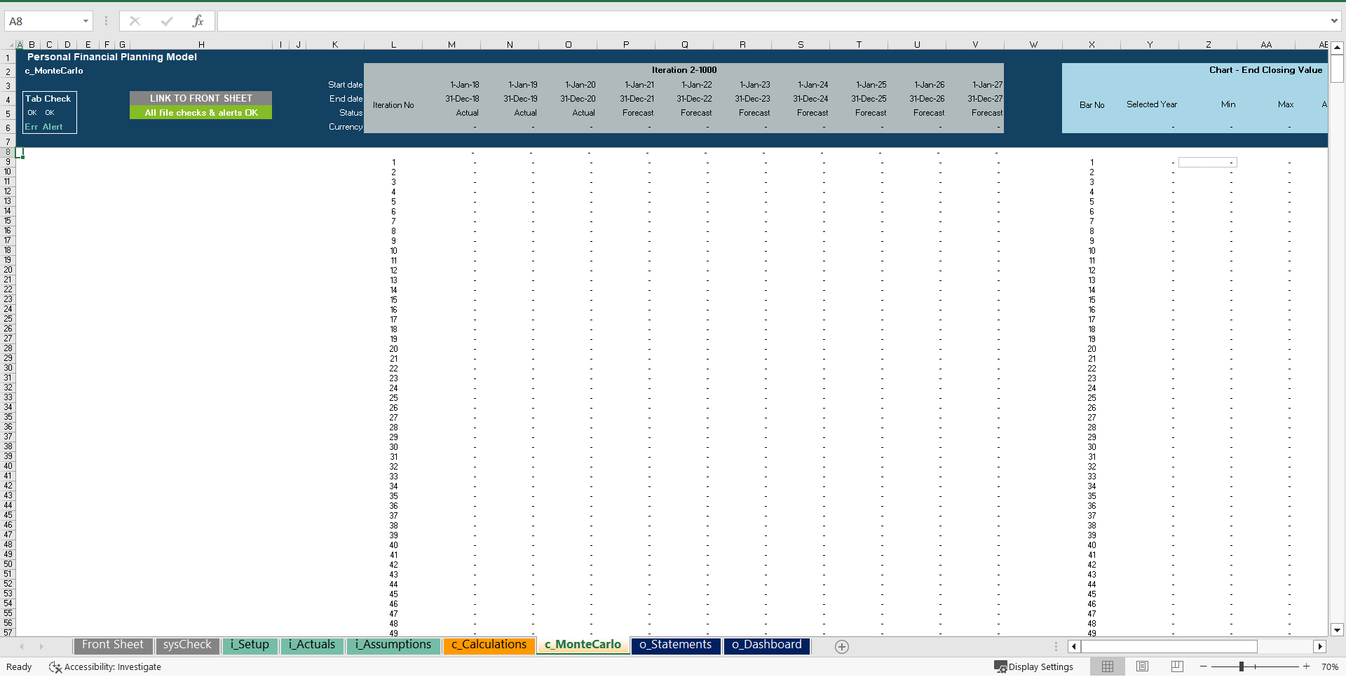 Personal Financial Planning Model with Monte Carlo Simulation (Excel template (XLSX)) Preview Image