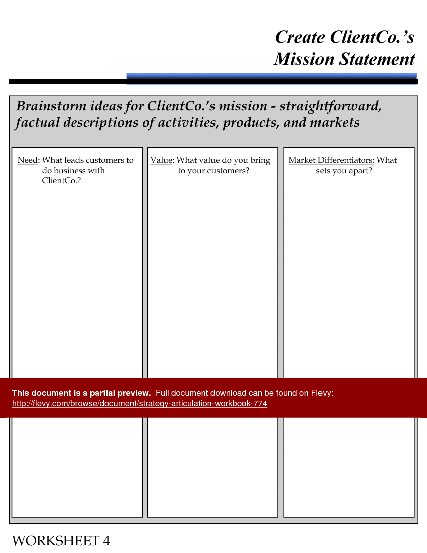 This is a partial preview of Strategy Articulation Workbook (67-slide PowerPoint presentation (PPT)). Full document is 67 slides. 