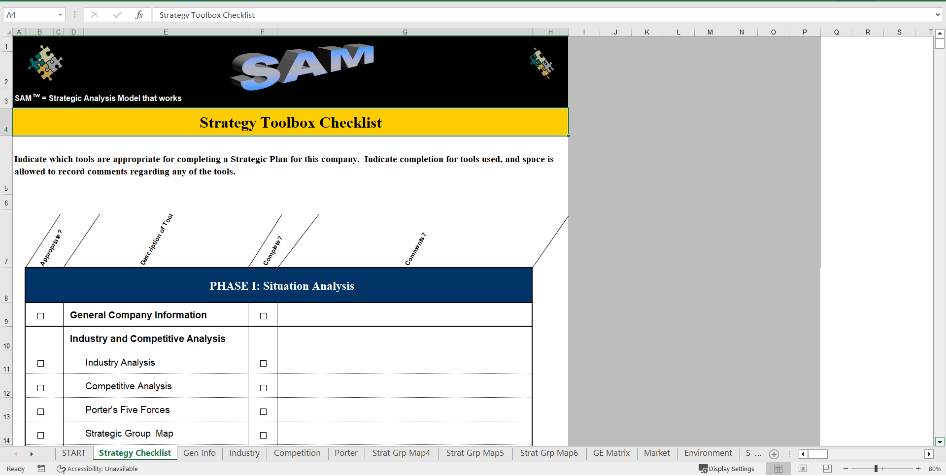 Strategic Analysis Model (Excel template (XLS)) Preview Image