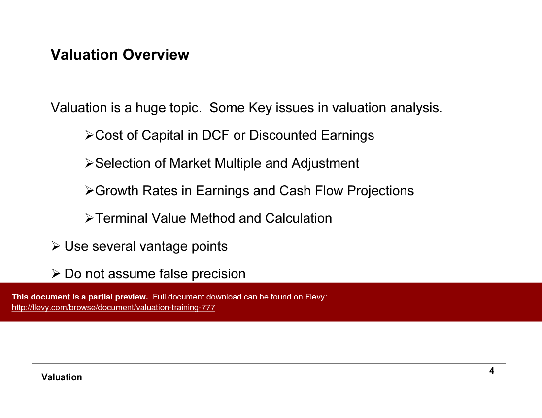 This is a partial preview of Valuation Training (164-slide PowerPoint presentation (PPT)). Full document is 164 slides. 