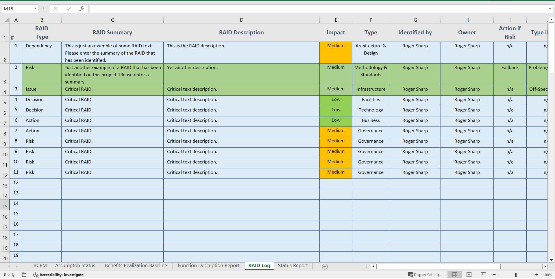 Benefits Cost Realization Management Plan Template (Excel template (XLSX)) Preview Image
