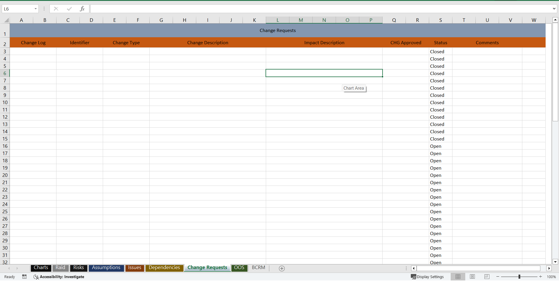RAID Log for Assumptions, Risks, Issues, Dependencies (Excel template (XLSX)) Preview Image