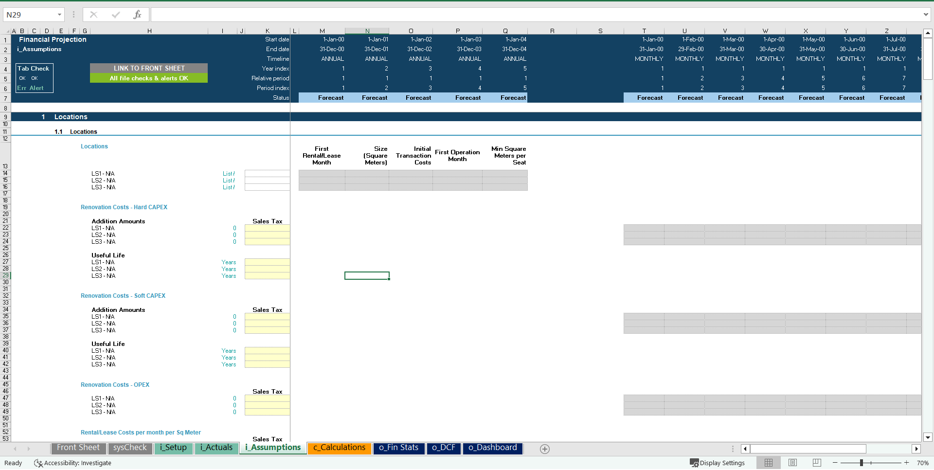 Coworking Business Financial Projection 3 Statement Model (Excel template (XLSX)) Preview Image