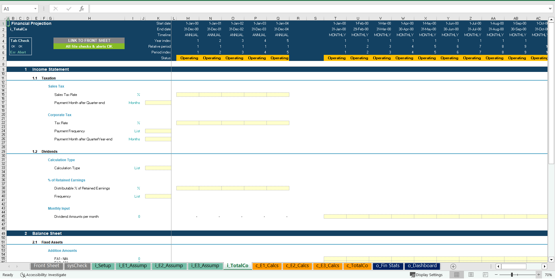 Multi-Establishment Generic Startup Financial Projection 3 Statement Model (Excel template (XLSX)) Preview Image