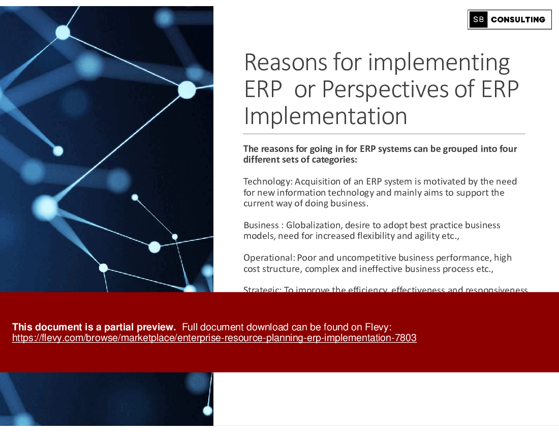 Enterprise Resource Planning (ERP) Implementation (156-slide PPT PowerPoint presentation (PPTX)) Preview Image
