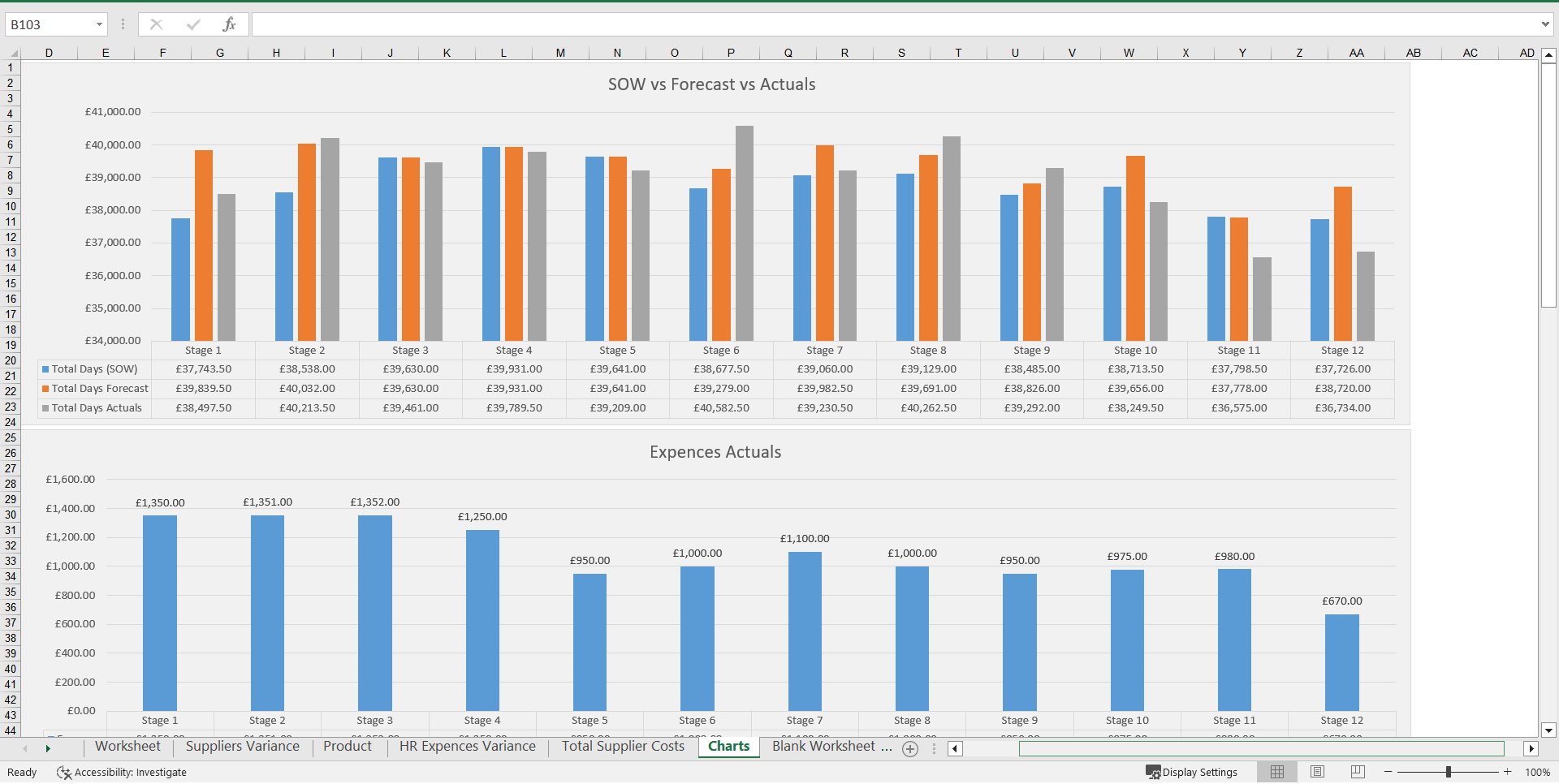 Project Finance Model Forecast Variance SOW (Excel template (XLSX)) Preview Image