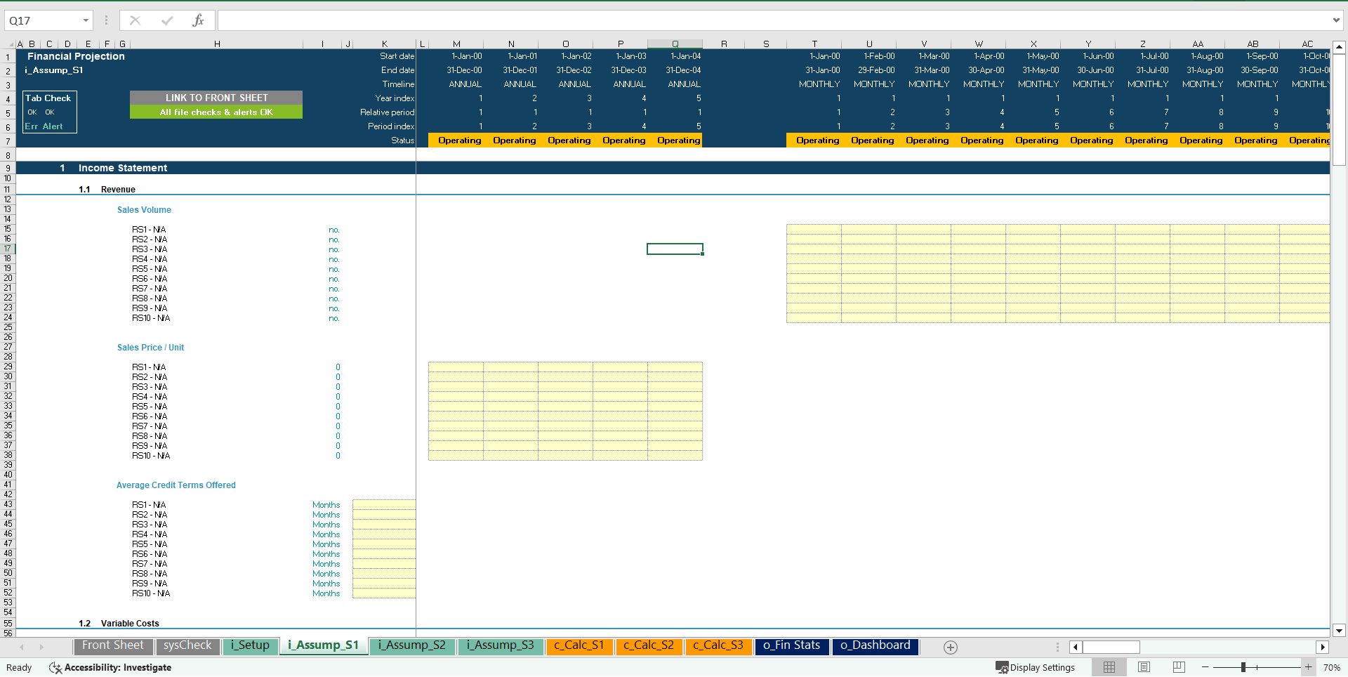 Startup Financial Projection 3 Statement Model with Scenario Analysis (Excel template (XLSX)) Preview Image