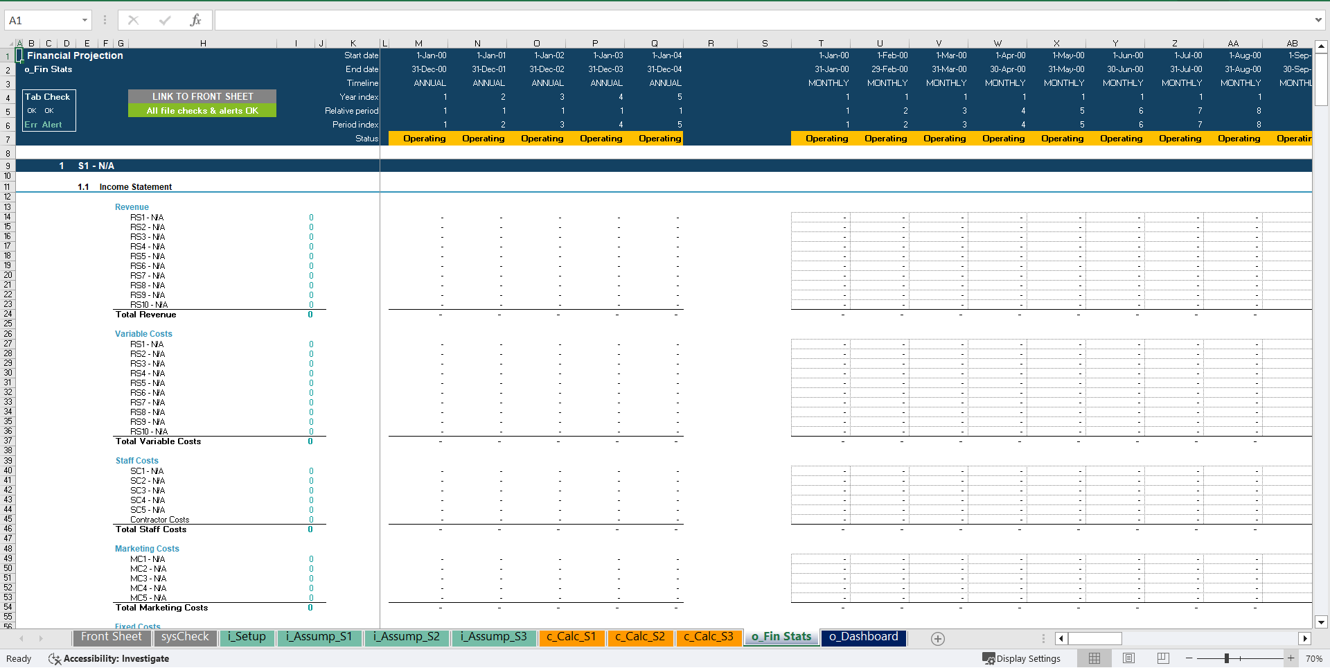 Startup Financial Projection 3 Statement Model with Scenario Analysis (Excel template (XLSX)) Preview Image