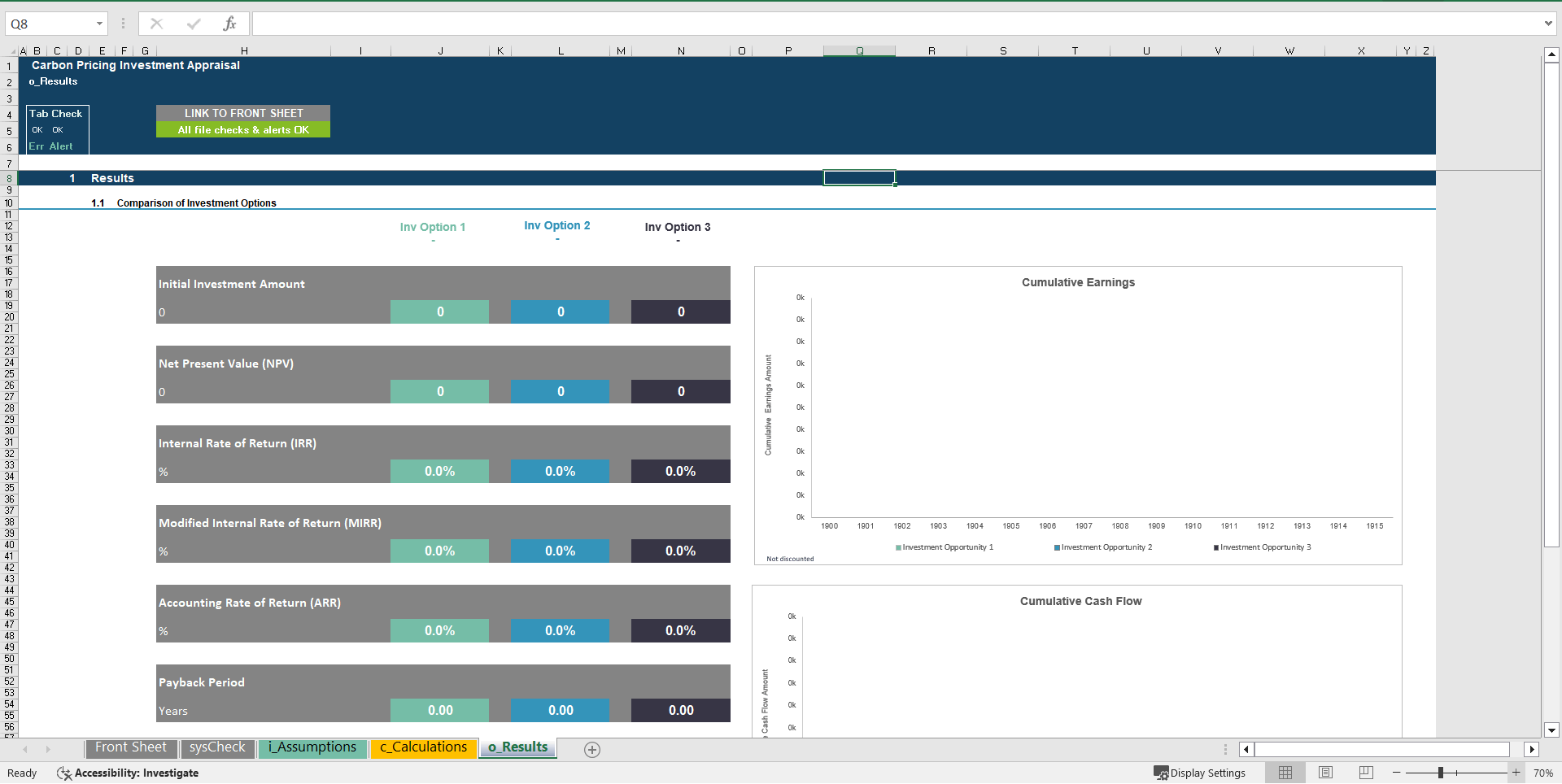 Investment Appraisal Model with Carbon Pricing (Excel template (XLSX)) Preview Image
