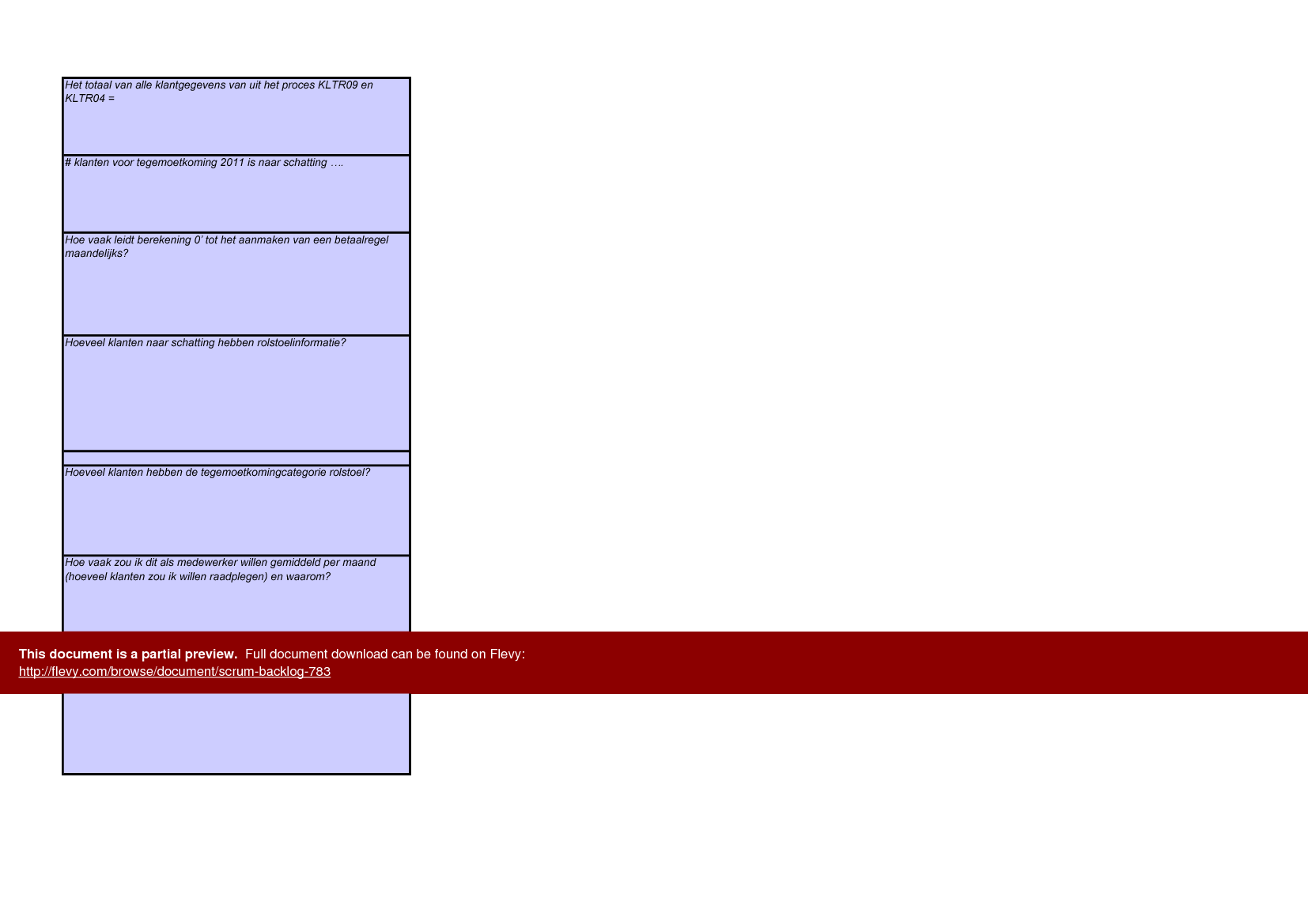 SCRUM backlog (Dutch) (Excel template (XLS)) Preview Image