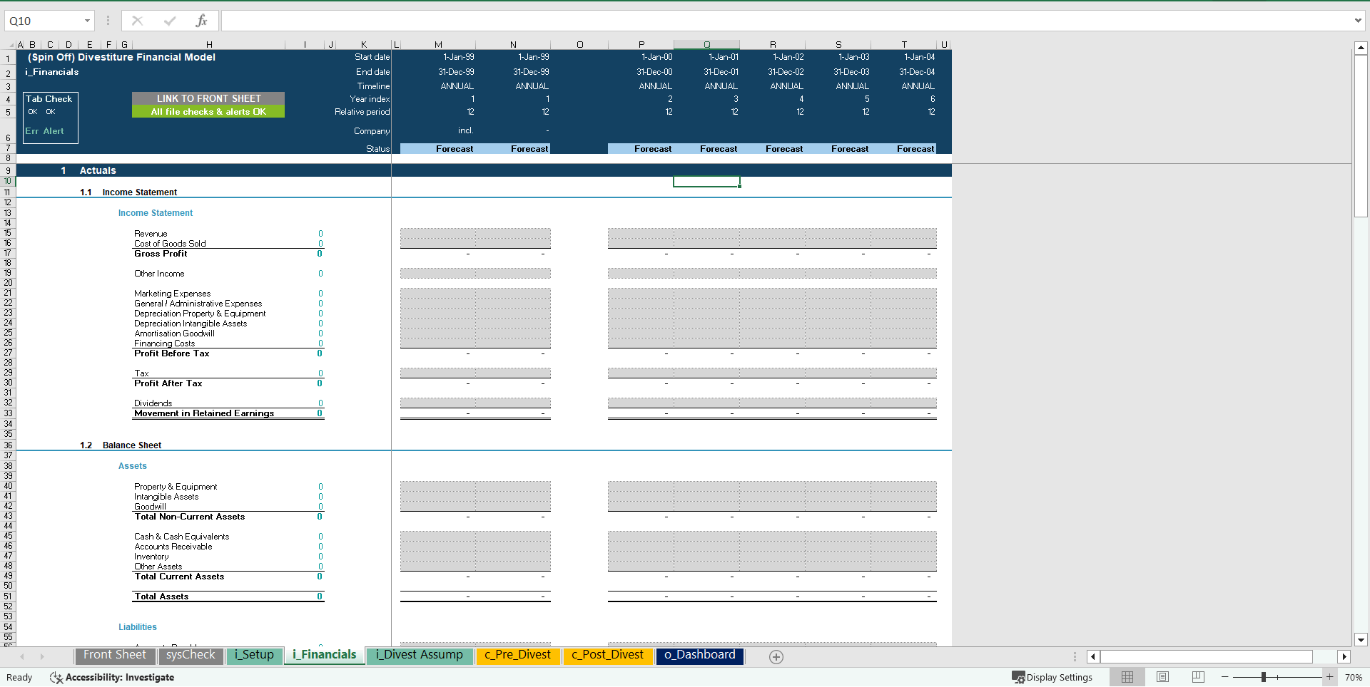 Divestiture (Spin Off) Financial Projection Model (Excel template (XLSX)) Preview Image