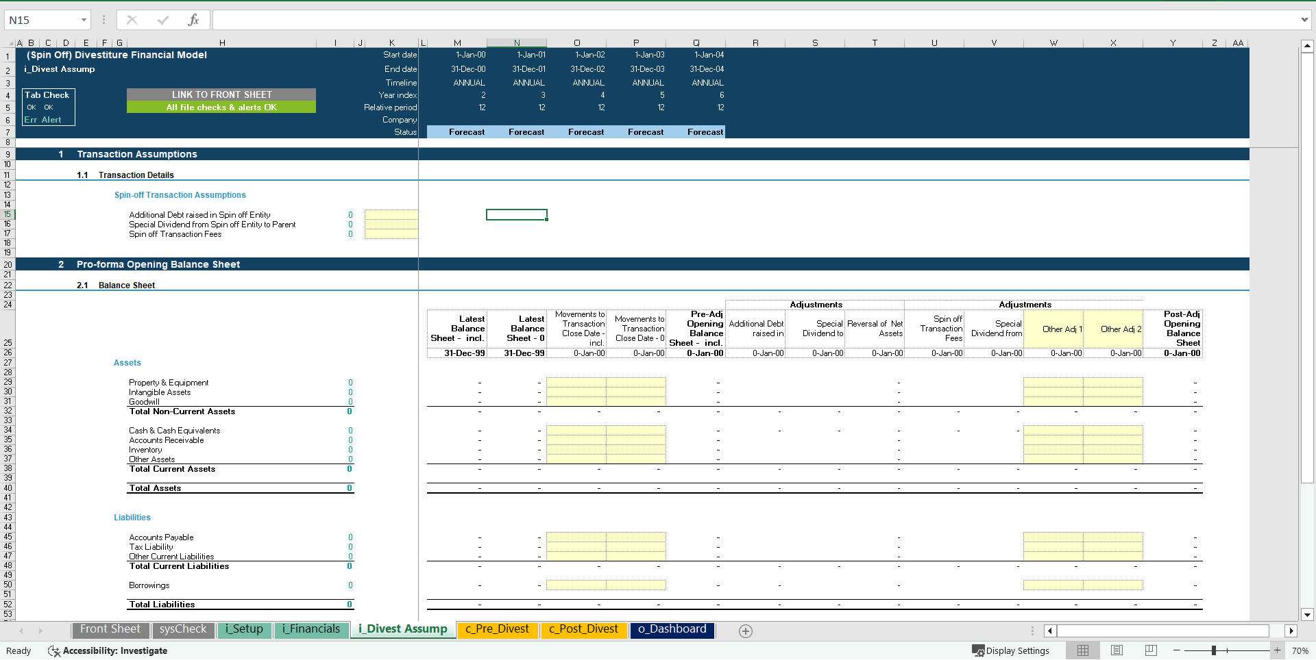 Divestiture (Spin Off) Financial Projection Model (Excel template (XLSX)) Preview Image