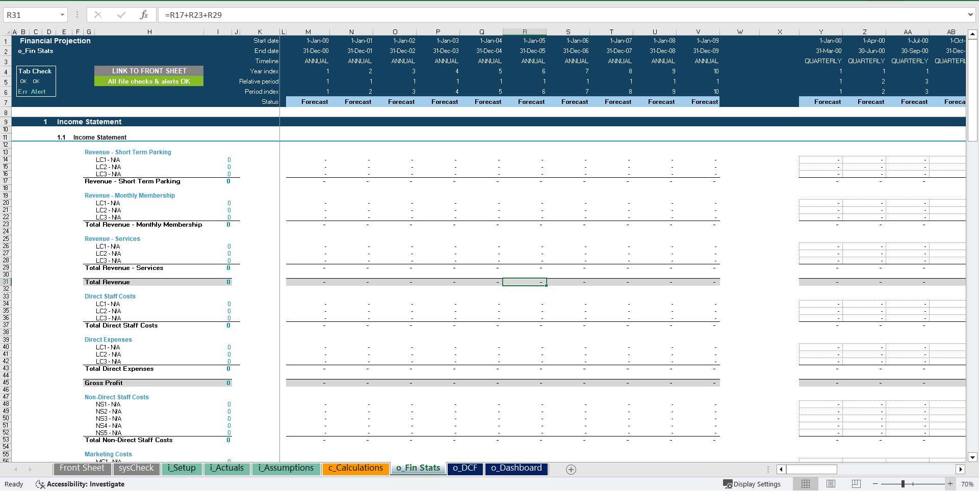 Car Park Business 10-Year 3 Statement Financial Projection Model (Excel template (XLSX)) Preview Image