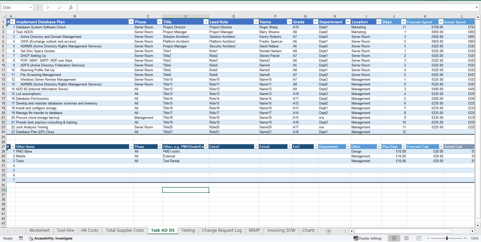 Network Upgrade Project Financial Plan (Excel template (XLSX)) Preview Image