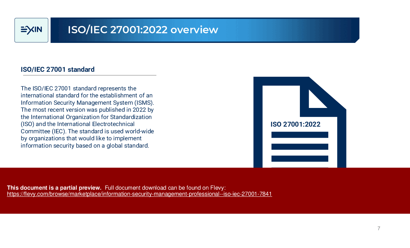 Information Security Management Professional - ISO/IEC 27001 (114-slide PPT PowerPoint presentation (PPTX)) Preview Image