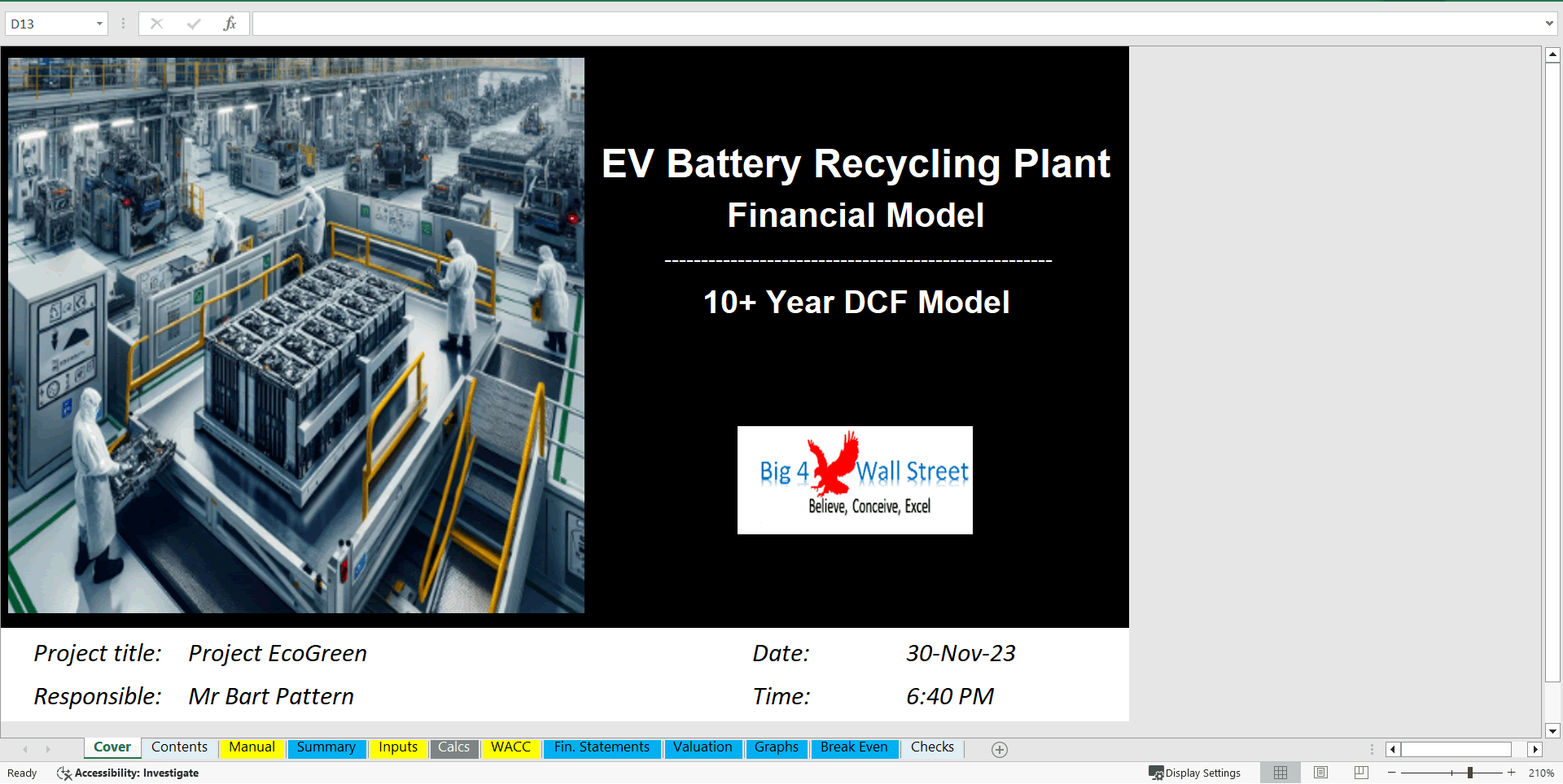 EV Battery Recycling Plant DCF Model