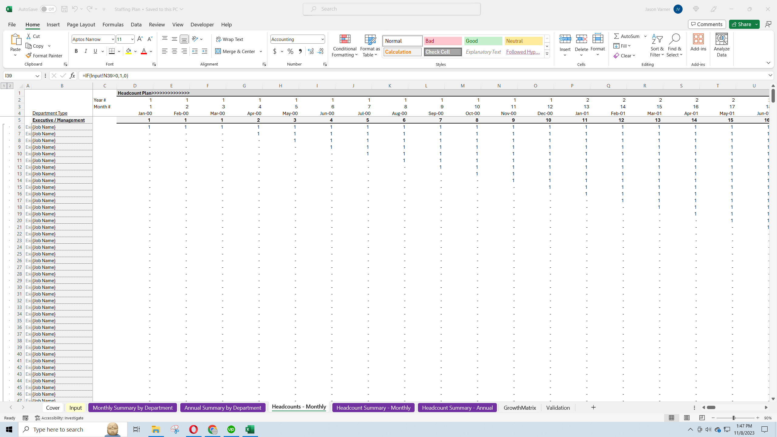 Staffing Cost Projection Plan (Excel template (XLSX)) Preview Image