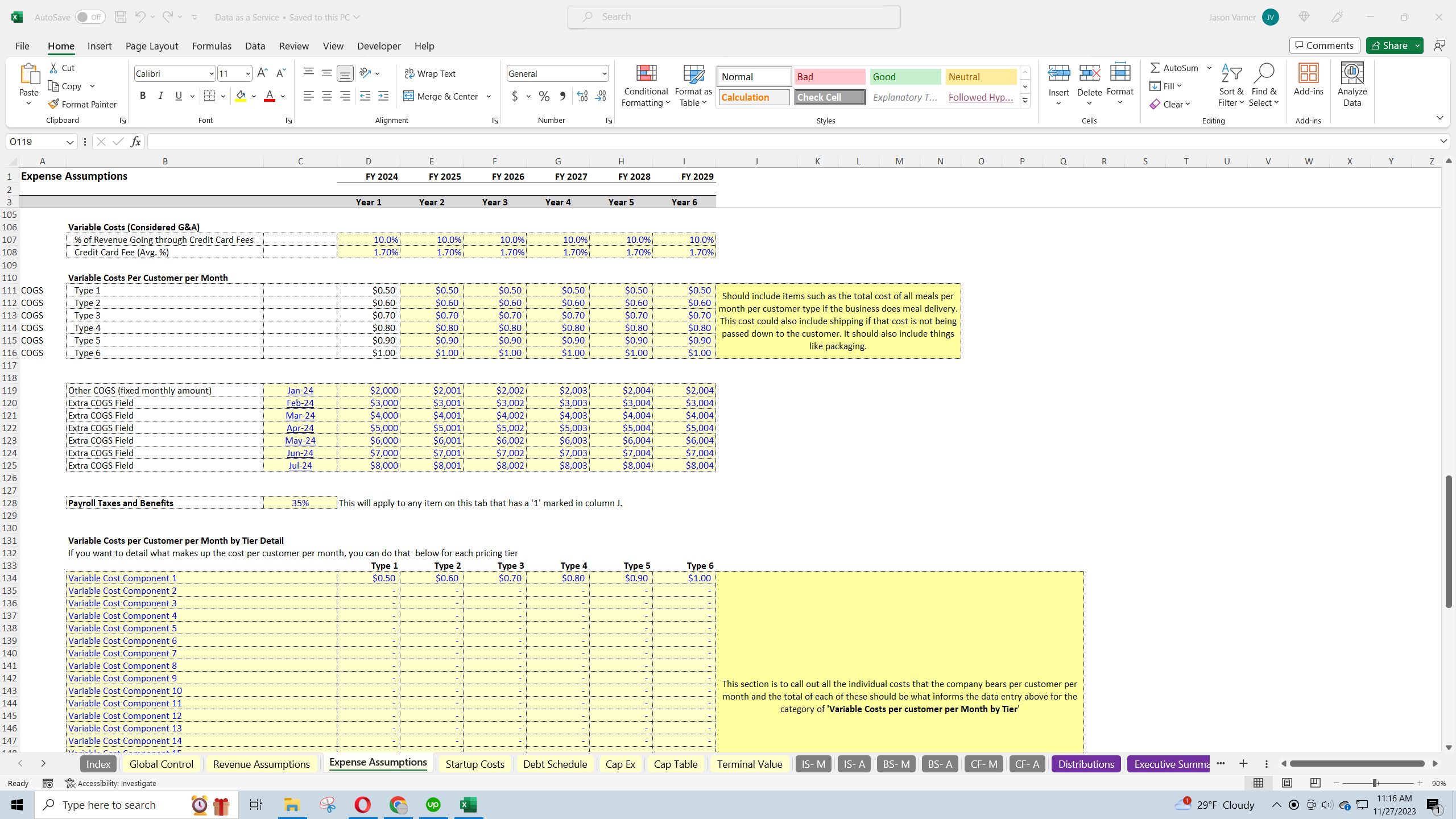 Data-as-a-Service Startup Financial Model (Excel template (XLSX)) Preview Image