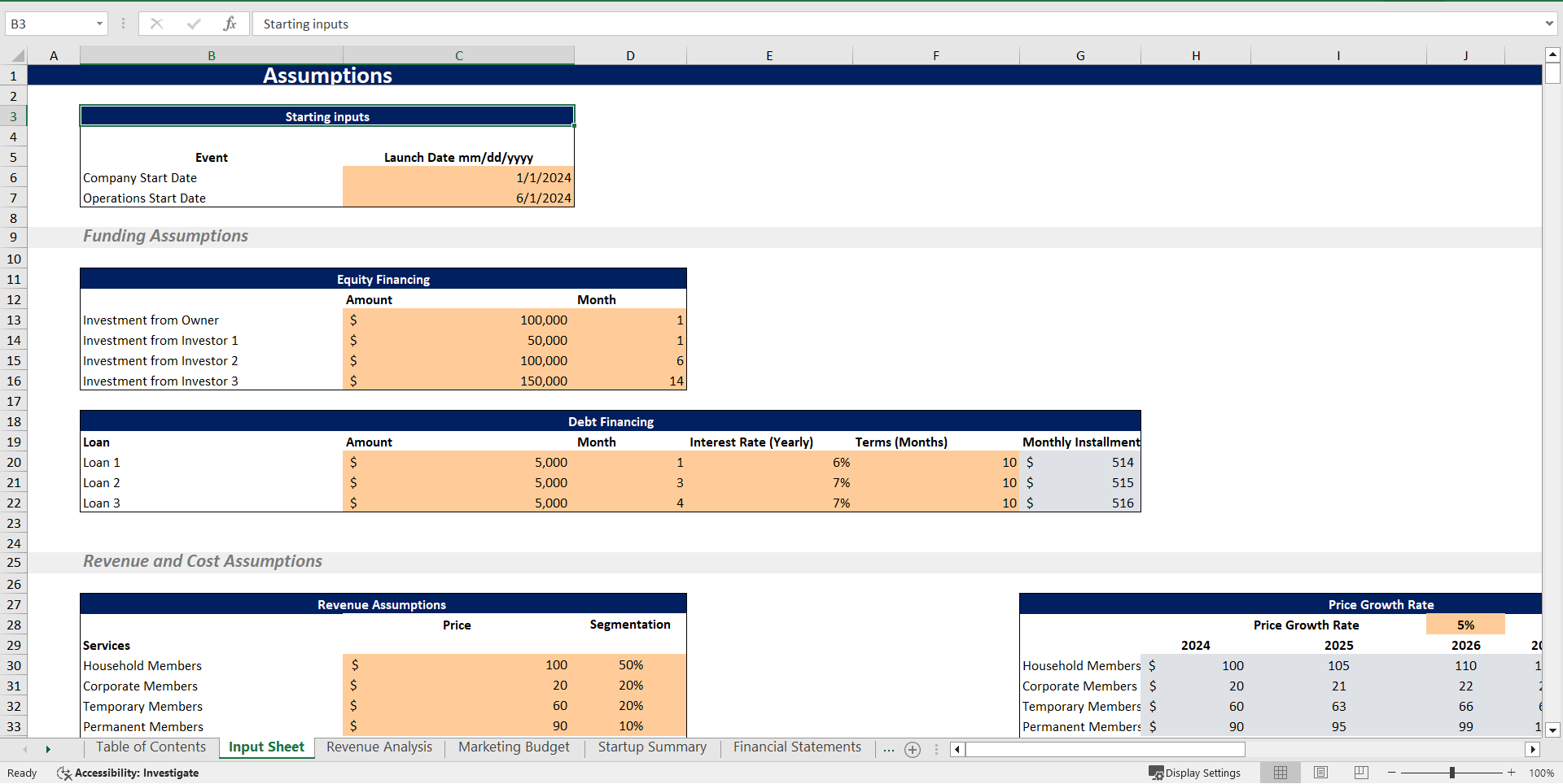 Soccer Club Excel Financial Model Template (Excel template (XLSX)) Preview Image
