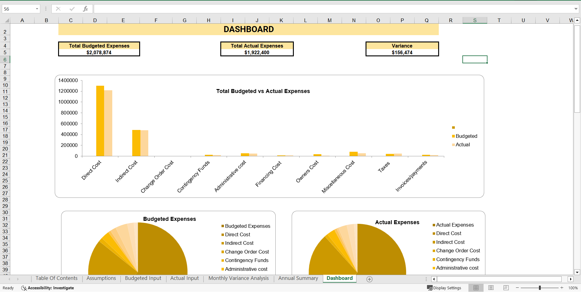 Construction Cost Tracking Spreadsheet (Excel template (XLSX)) Preview Image