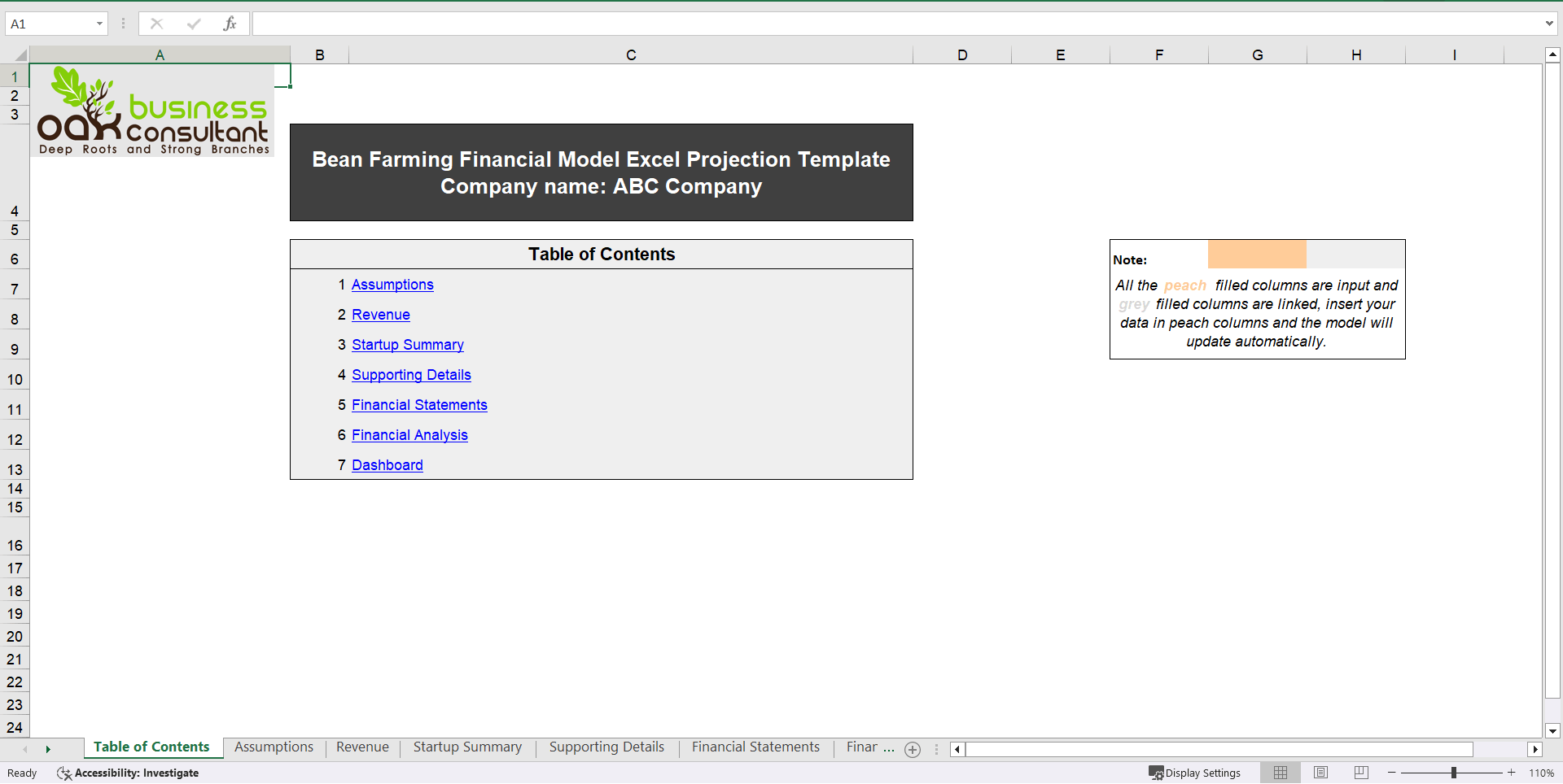 Bean Farming Financial Model Excel Projection Template (Excel template (XLSX)) Preview Image