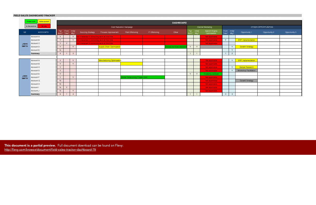 This is a partial preview of Field Sales Tracker/Dashboard (Excel workbook (XLSX)). 