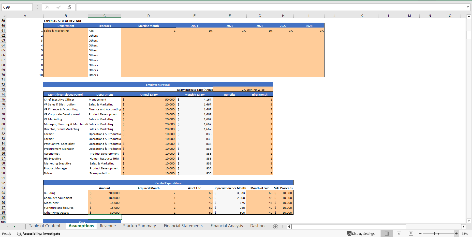 Oil Seed Farming Financial Model Excel Projection Template (Excel template (XLSX)) Preview Image