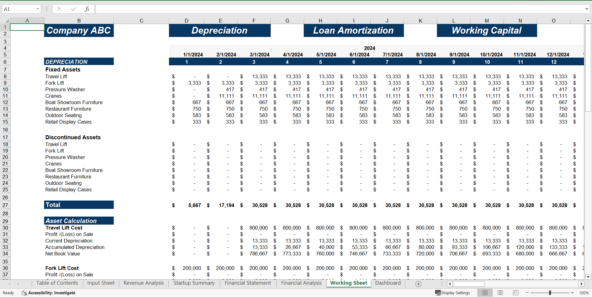 Marinas Excel Financial Model Projection Template (Excel template (XLSX)) Preview Image