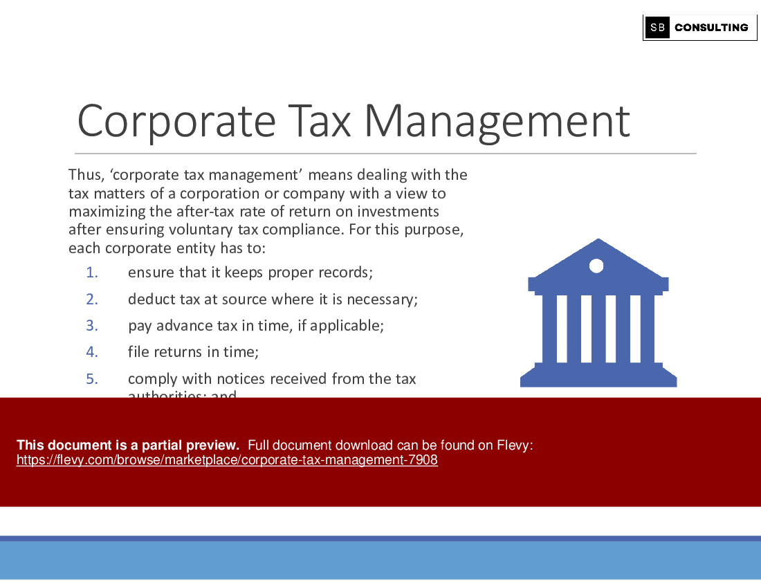 Corporate Tax Management (130-slide PPT PowerPoint presentation (PPTX)) Preview Image
