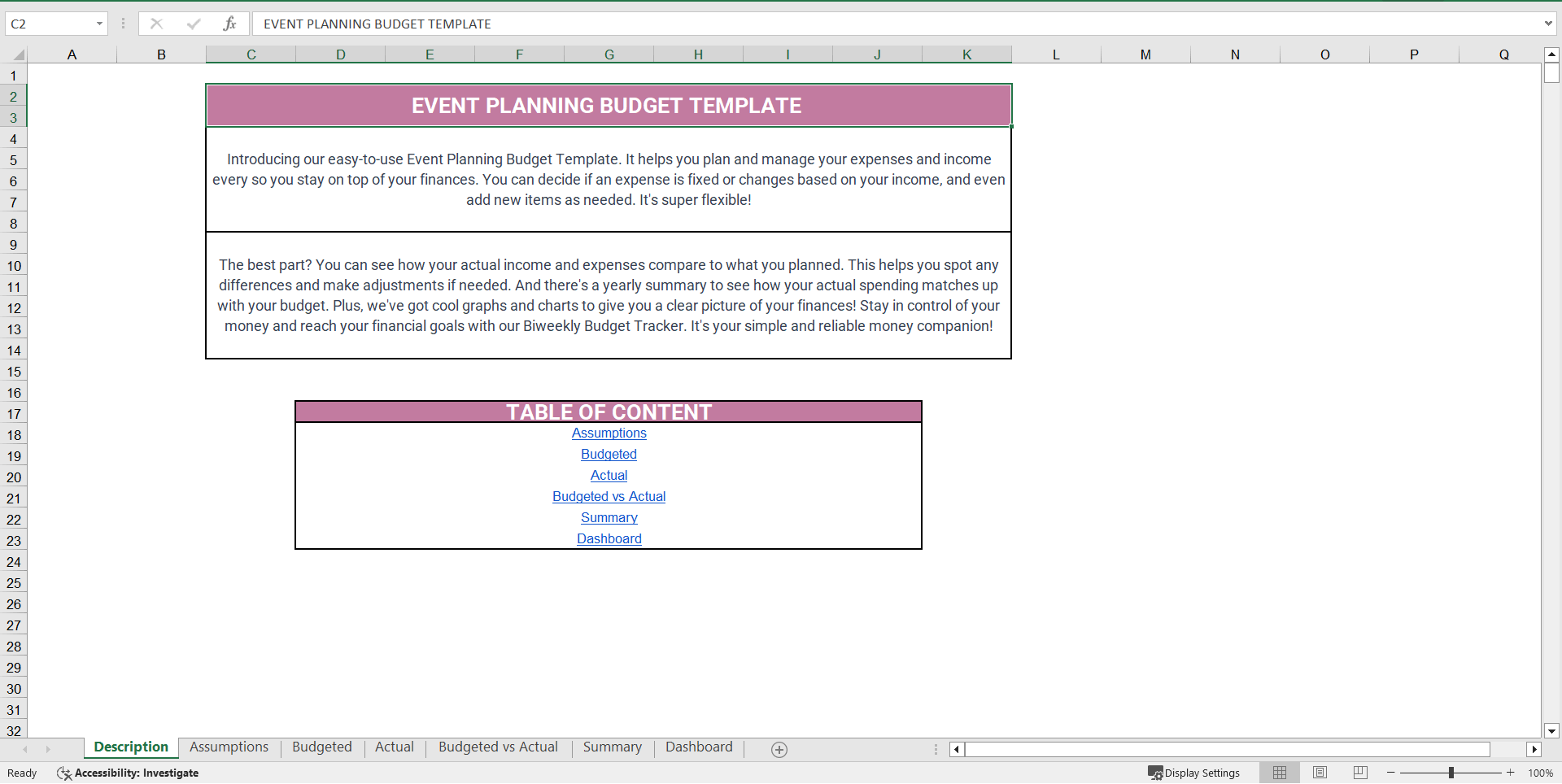 Event Planning Budget Template Excel Financial Model (Excel template (XLSX)) Preview Image