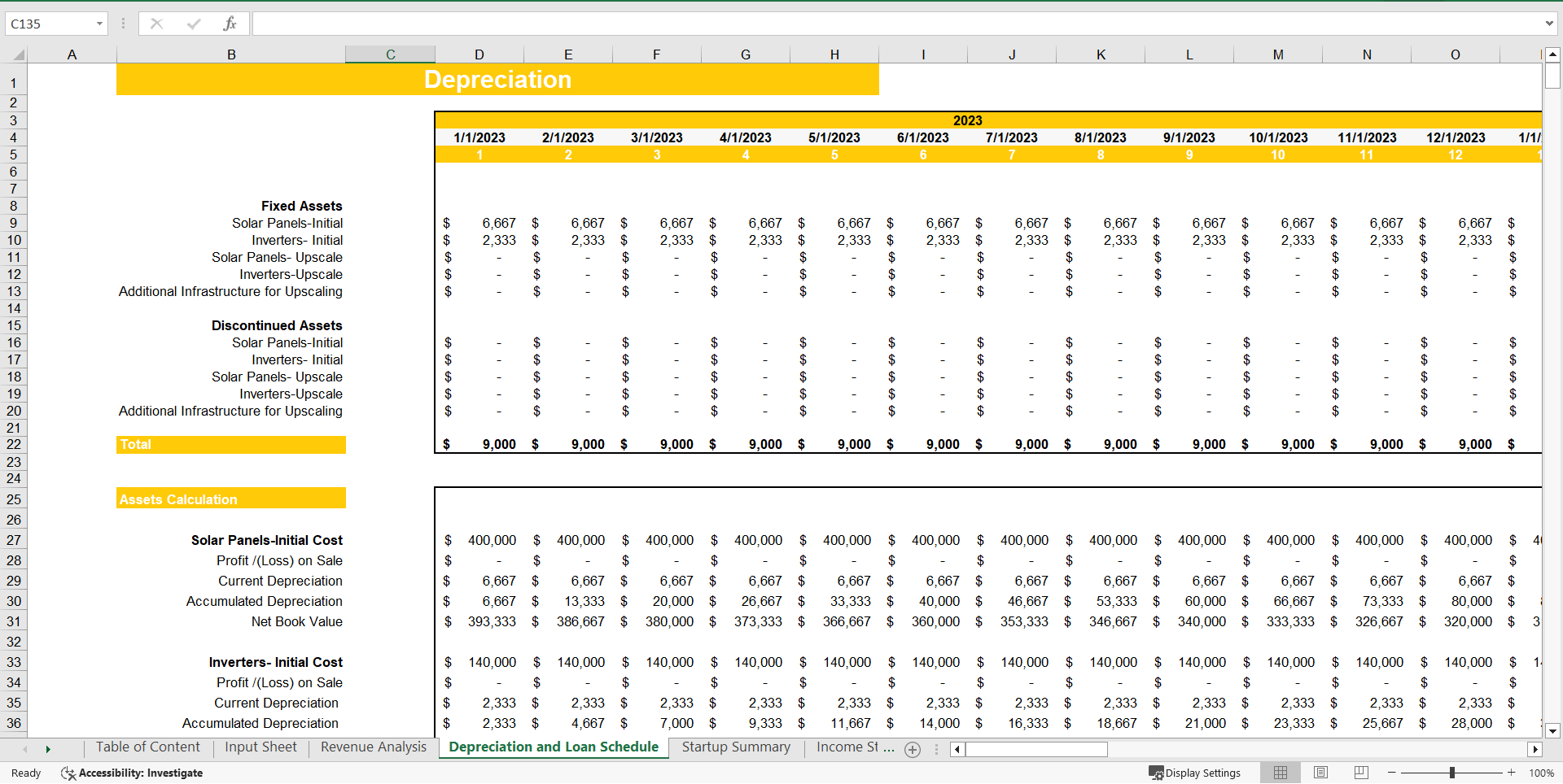 Solar Power Project Excel Financial Model (Excel template (XLSX)) Preview Image