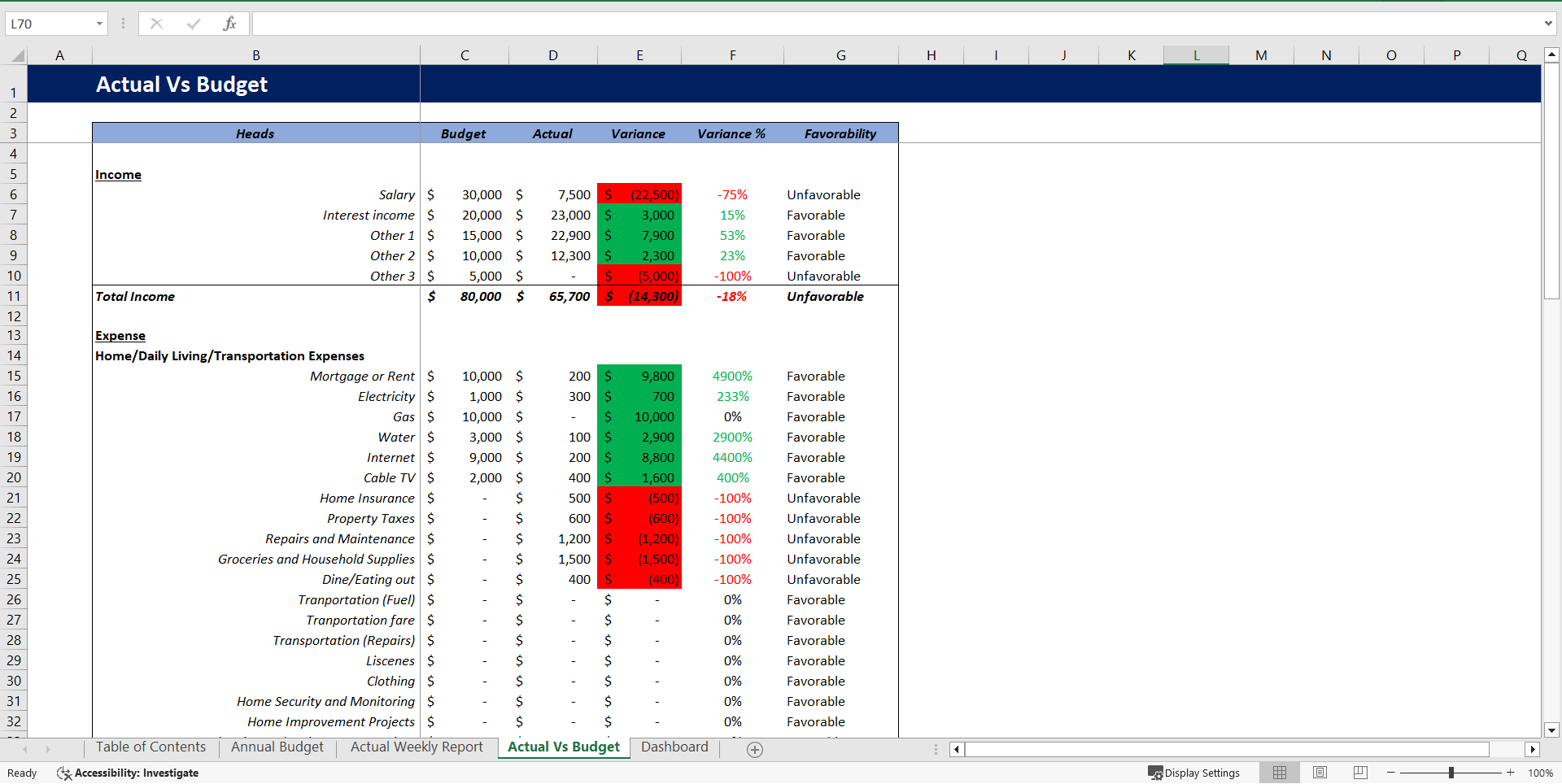 Weekly Budget Planner Template (Excel template (XLSX)) Preview Image