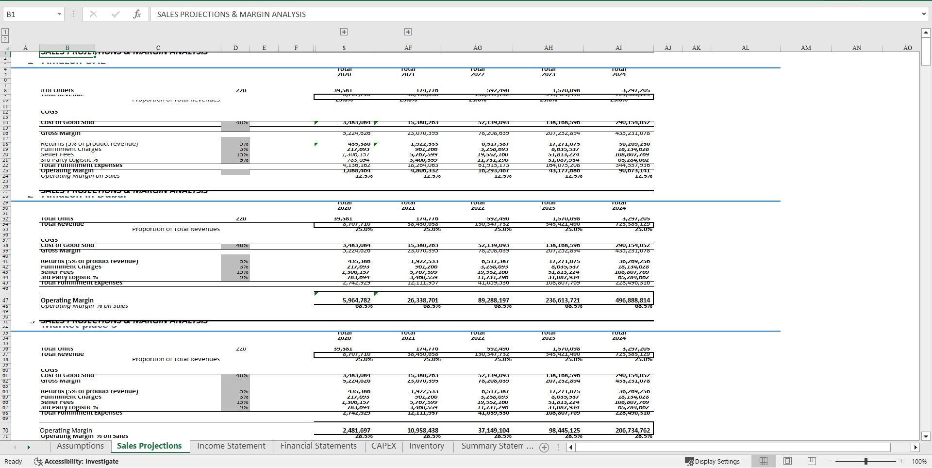 E-commerce Excel Financial Model Template (Excel template (XLSX)) Preview Image