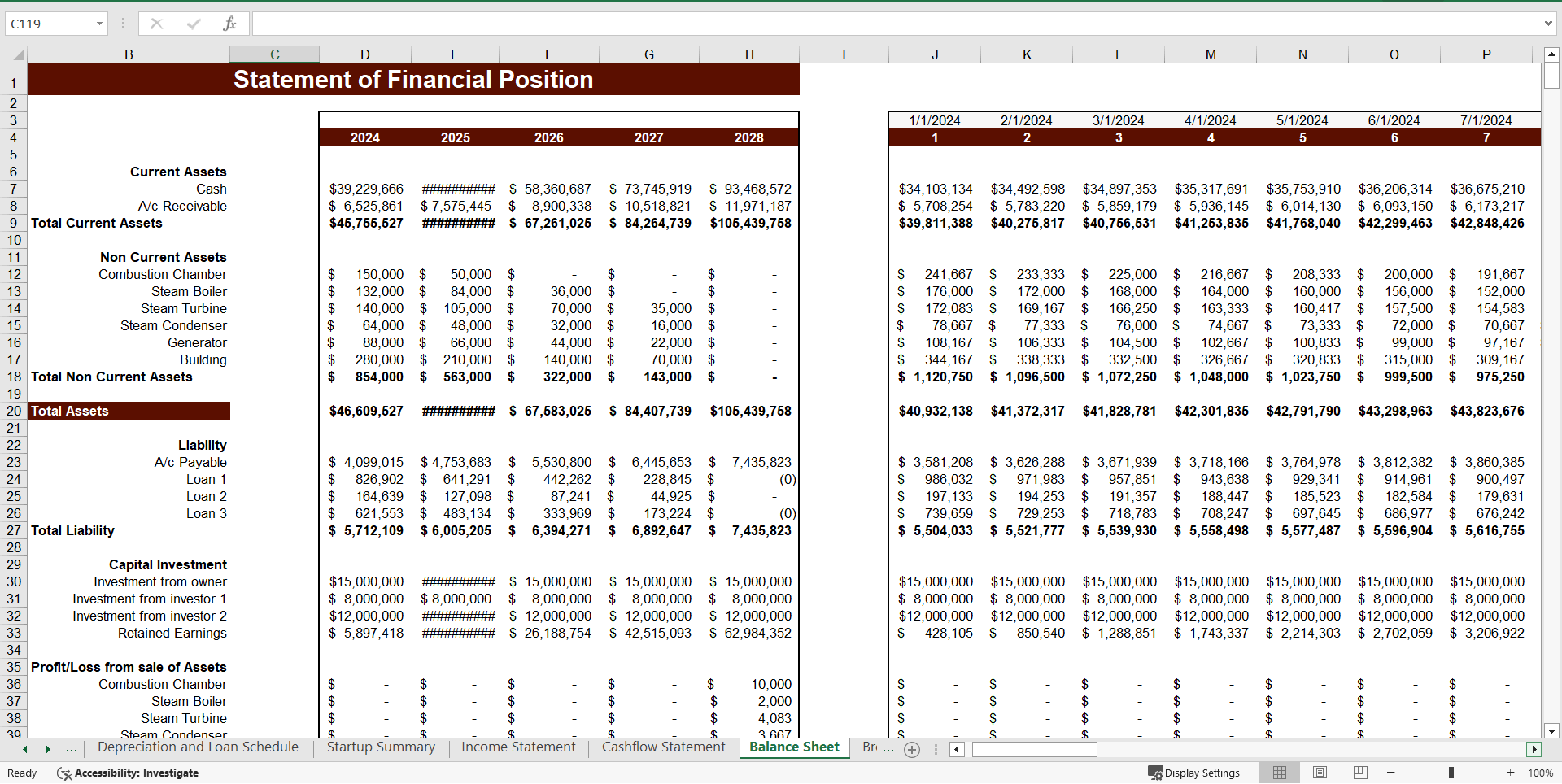 Fossil Fuel Electric Power Generation Excel Financial Model (Excel template (XLSX)) Preview Image