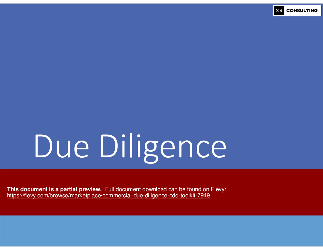 Commercial Due Diligence (CDD) Toolkit (91-slide PPT PowerPoint presentation (PPTX)) Preview Image