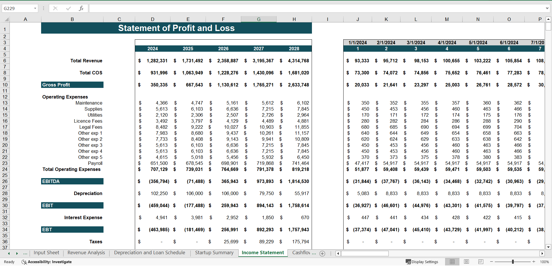 Natural Gas Distribution Excel Financial Model (Excel template (XLSX)) Preview Image