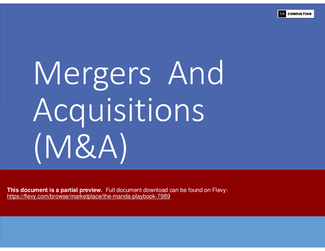 The M&A Playbook (109-slide PPT PowerPoint presentation (PPTX)) Preview Image