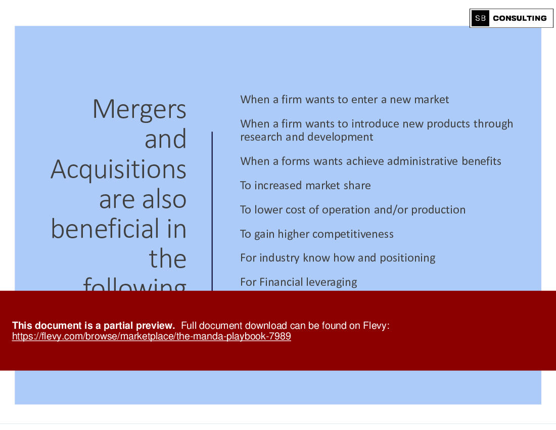 The M&A Playbook (109-slide PPT PowerPoint presentation (PPTX)) Preview Image