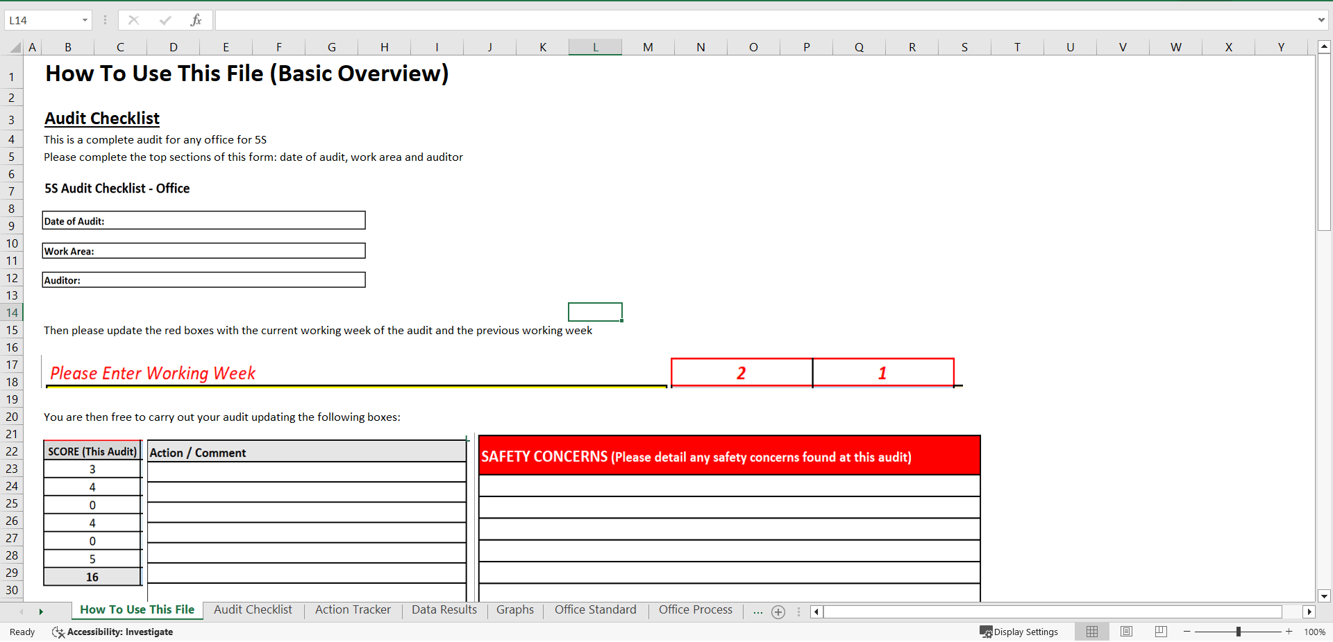 Office 5S Audit Checklist (Excel template (XLSX)) Preview Image