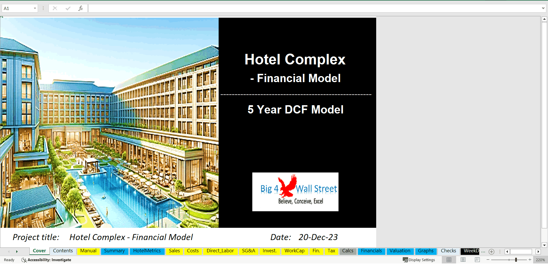 Hotel Complex - Financial Model (5 Yrs. DCF and Valuation) (Excel template (XLSX)) Preview Image