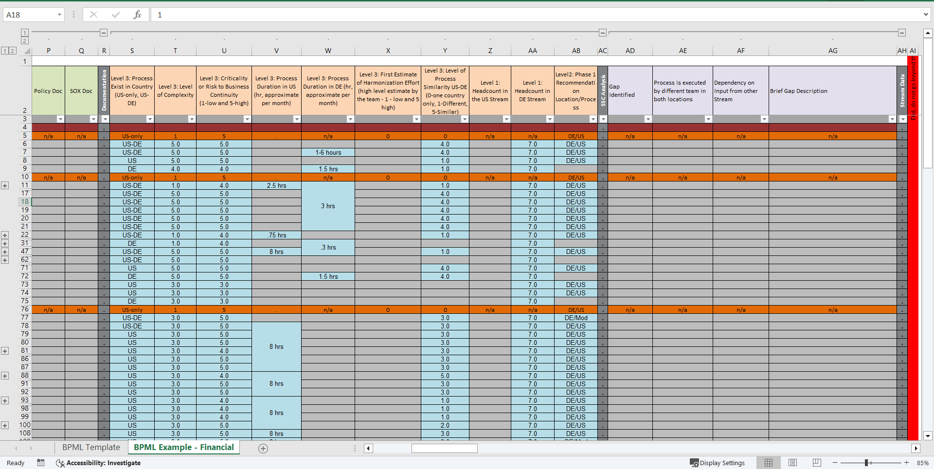 Business Process Master List (BPML) Template () Preview Image