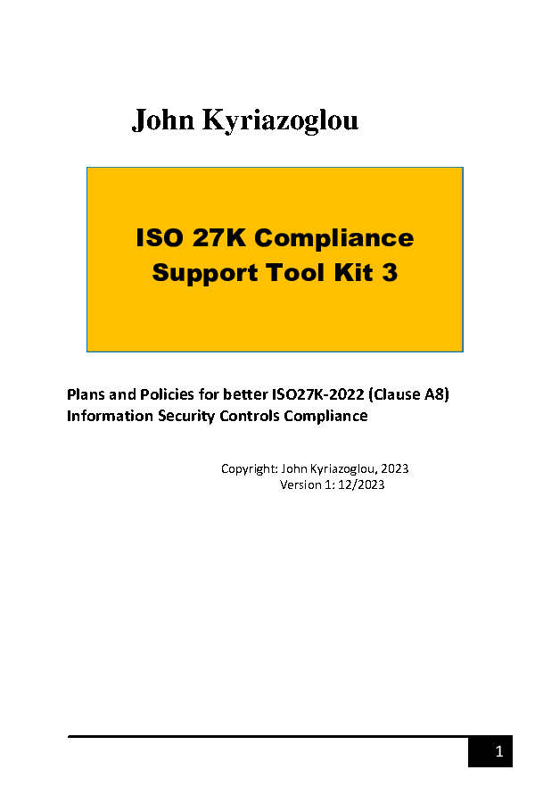 ISO 27K Compliance Support Toolkit - Book 3 (187-page PDF document) Preview Image