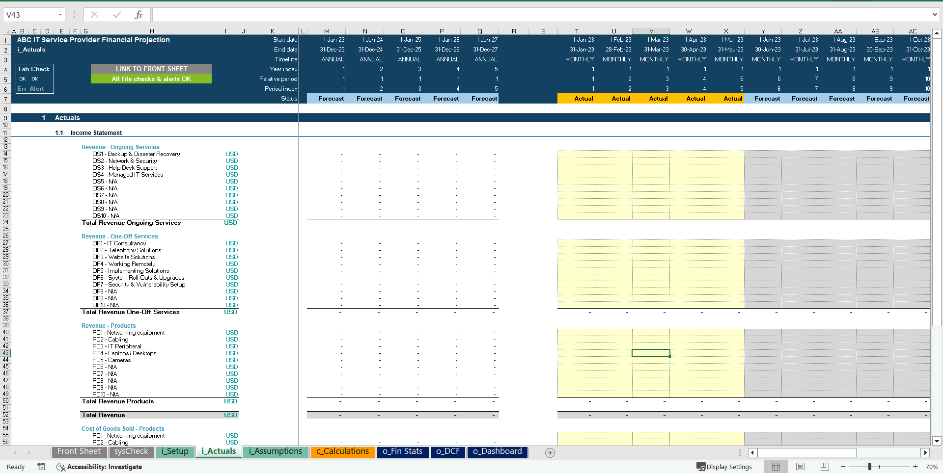 IT/Tech Service Provider 5-Year Financial Projection Model (Excel template (XLSX)) Preview Image