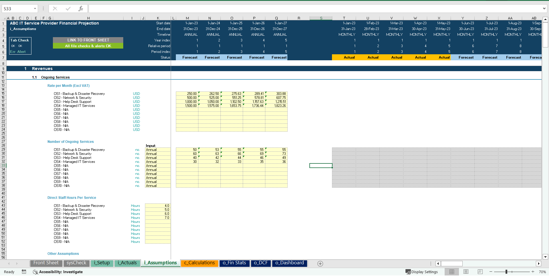 IT/Tech Service Provider 5-Year Financial Projection Model (Excel template (XLSX)) Preview Image
