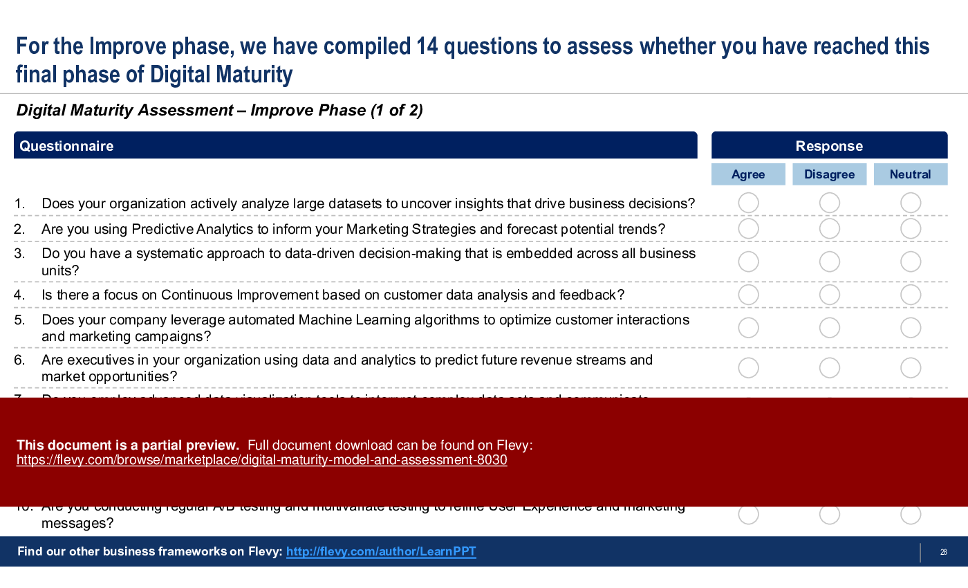 Digital Maturity Model and Assessment (32-slide PPT PowerPoint presentation (PPTX)) Preview Image