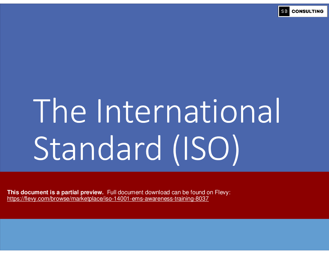 ISO 14001 (EMS) Awareness Training (123-slide PPT PowerPoint presentation (PPTX)) Preview Image
